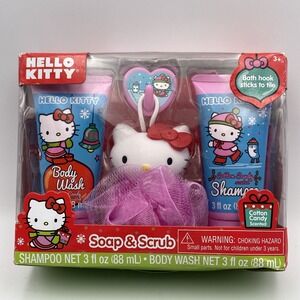Hello Kitty‎ Soap & Scrub Shampoo, Body Wash and Scrub with Hook NIB GBG Beauty